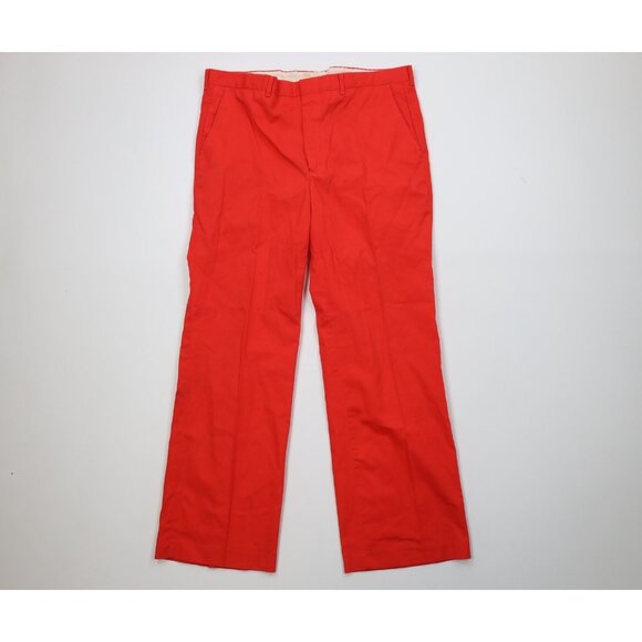 Vintage 70s Streetwear Mens 36x29 Distressed Flared Wide Leg Chino Pants Red USA - Picture 1 of 14